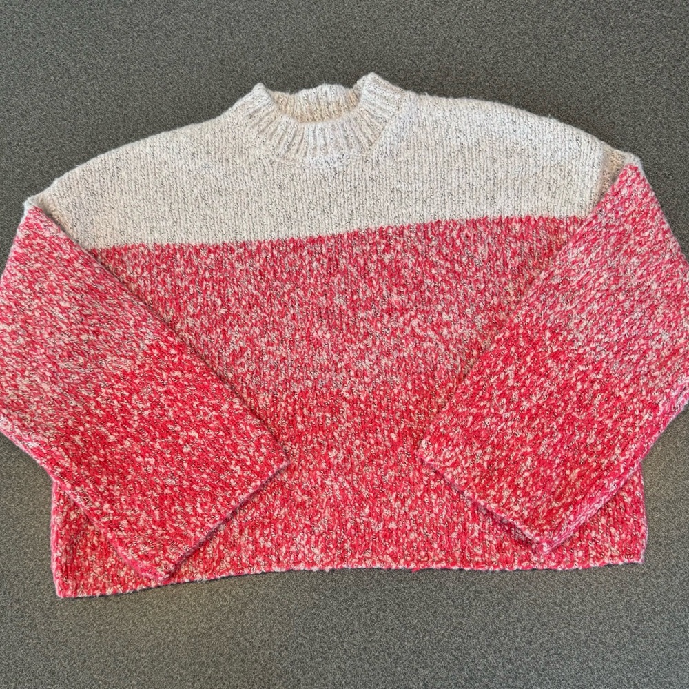 Sincerely Jules Red and Cream Turtleneck Sweater